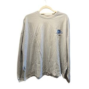 Radio Eva Evangelion Long Sleeve T Shirt Embroidered Flower XL Light Blue
